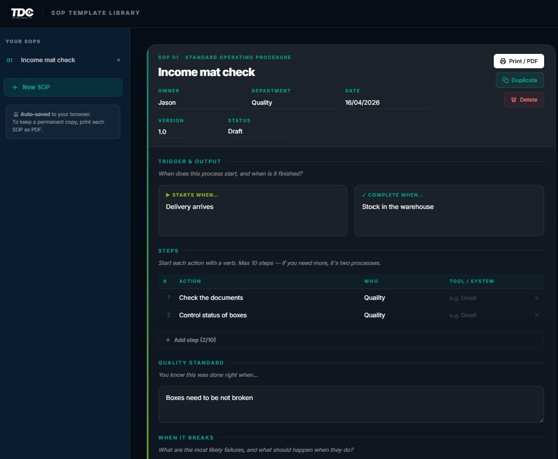 SOP Template Library