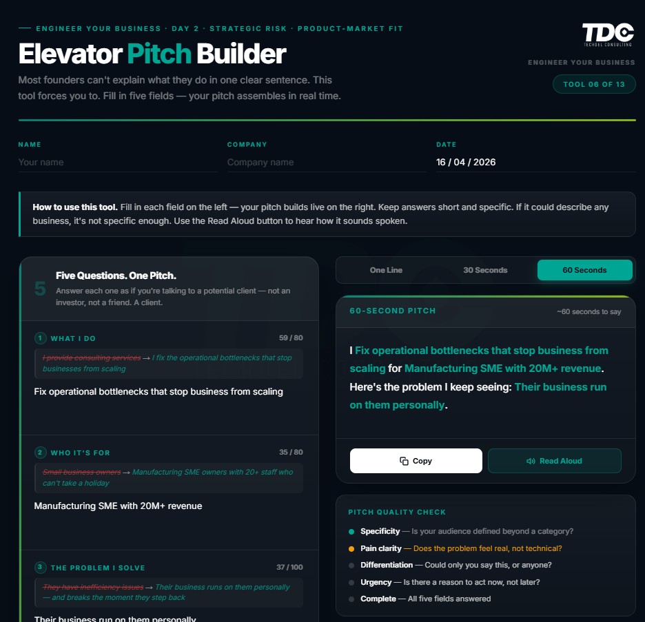 Elevator Pitch Builder